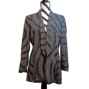 Johanna Paris Boho Abstract Print Artsy Open Front Jacket Cardigan